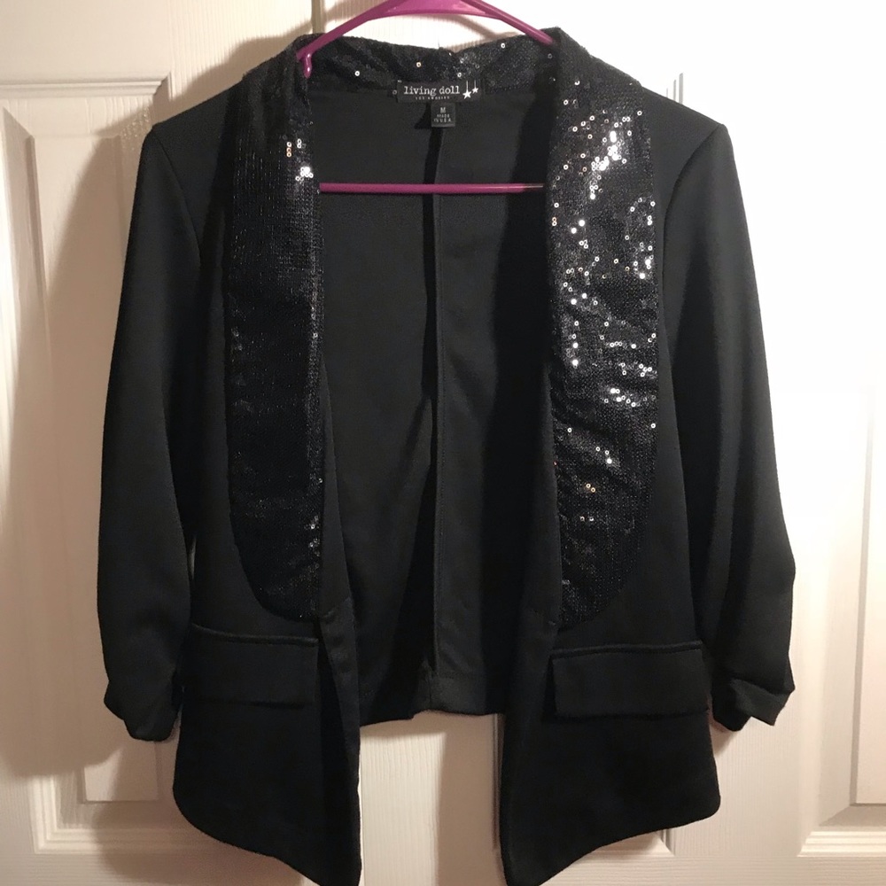 Living Doll Black Sequins Blazer